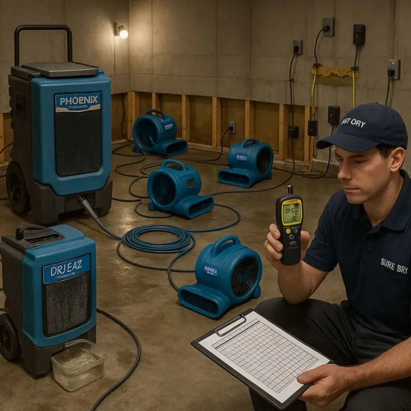 Structural Drying and Dehumidification process in Brooks, ME